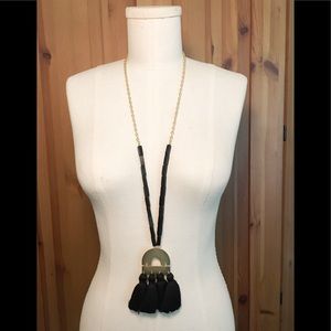 MUDPIE METAL TASSEL BEADED NECKLACE IN BLACK